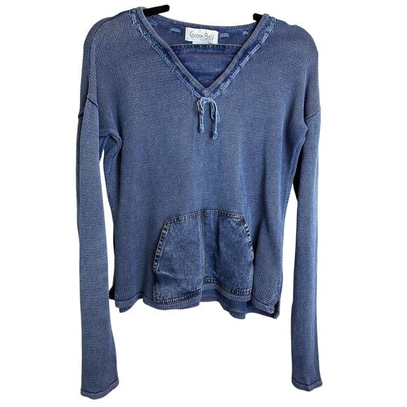 Vintage Cocoon Bay Jean Sweater Women's Medium Blue Denim Pockets Boho Western - Picture 1 of 5
